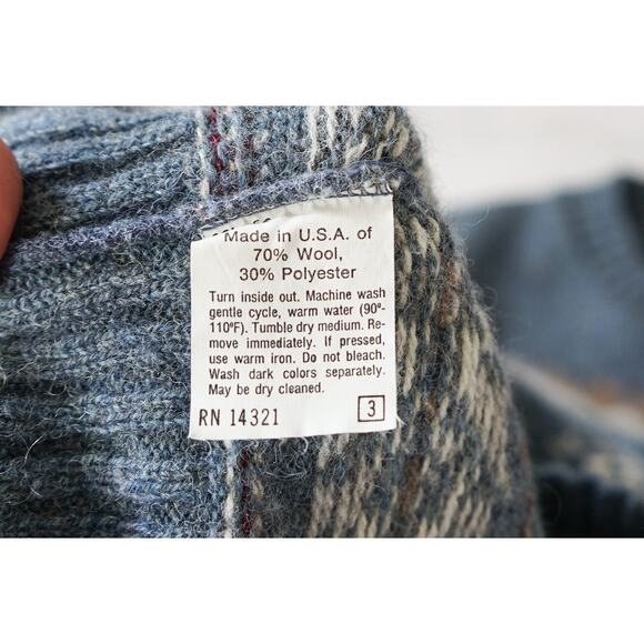 VTG Men Puritan Fair Isle Nordic Wool Blend Knit Sweater L Preppy Cabin Grandpa - Picture 12 of 13